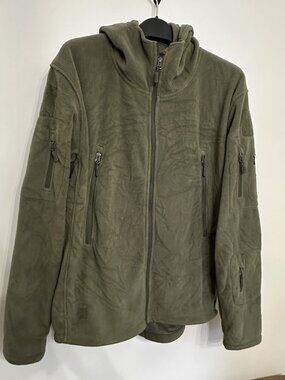 MILITARY TACTICAL STYLE FLEECE JACKET OD GREEN LOTS OF POCKETS  MENS XL